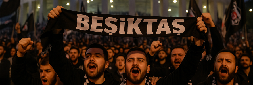 kalabalık ve coşkulu maç atmosferi.