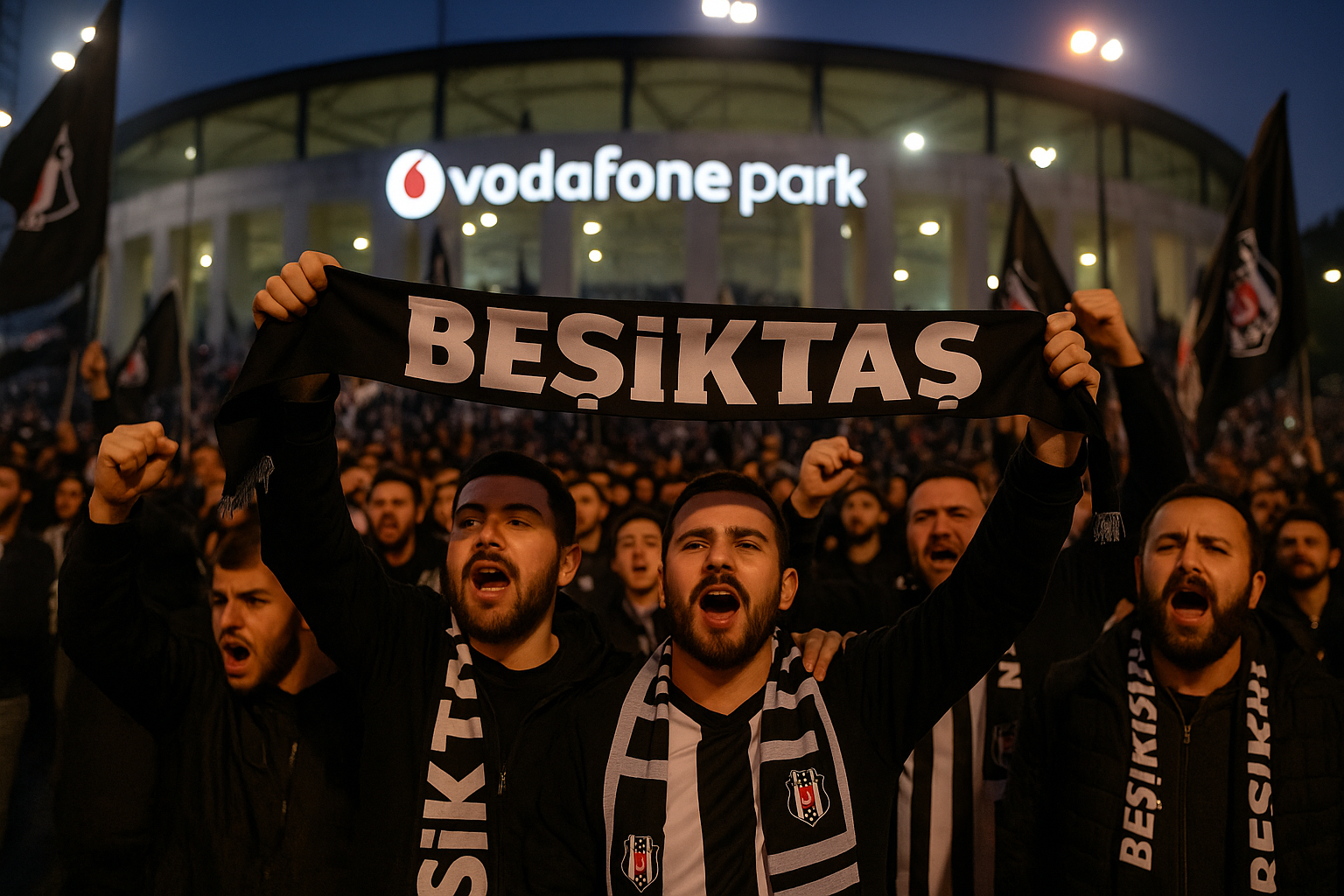 kalabalık ve coşkulu maç atmosferi.