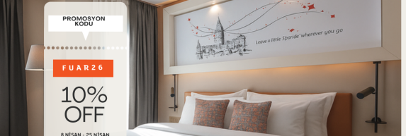 IDEX İstanbul 2026 fuarı için Şişli’de otel kampanyası, FUAR26 indirim kodu ile Sparkle Hotel konaklama fırsatı
