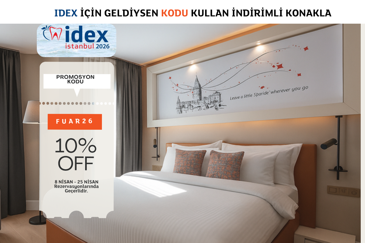 IDEX İstanbul 2026 fuarı için Şişli’de otel kampanyası, FUAR26 indirim kodu ile Sparkle Hotel konaklama fırsatı
